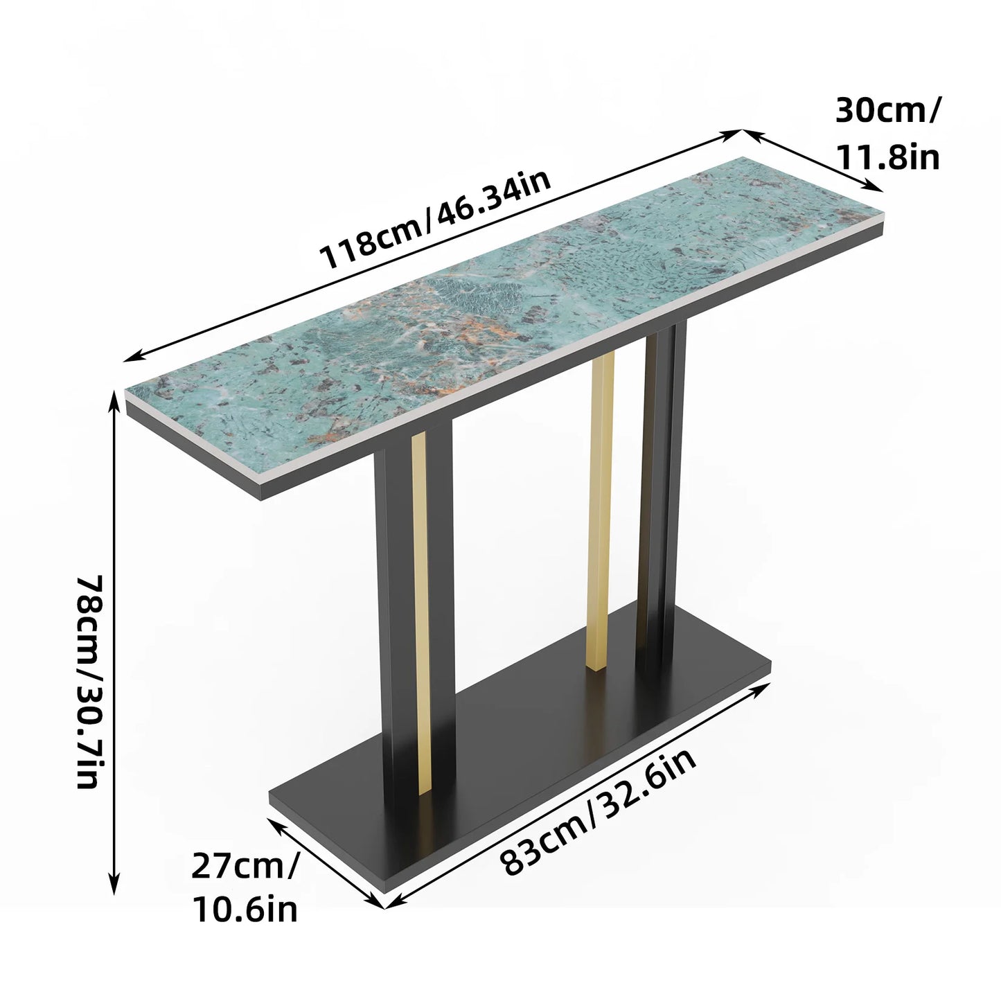 Black & Gold Marble Console Table