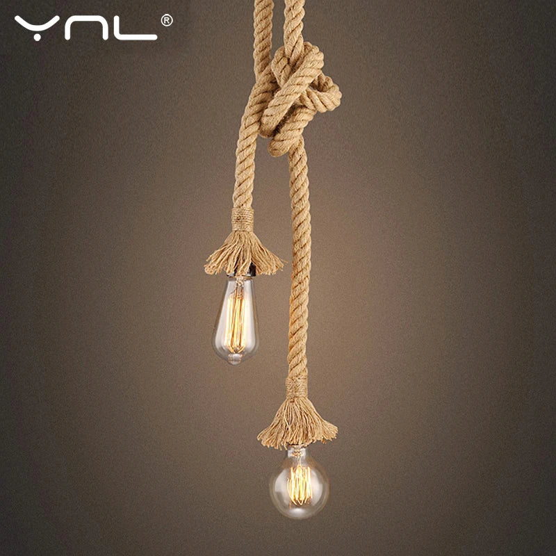 Vintage Hemp Rope Pendant Light