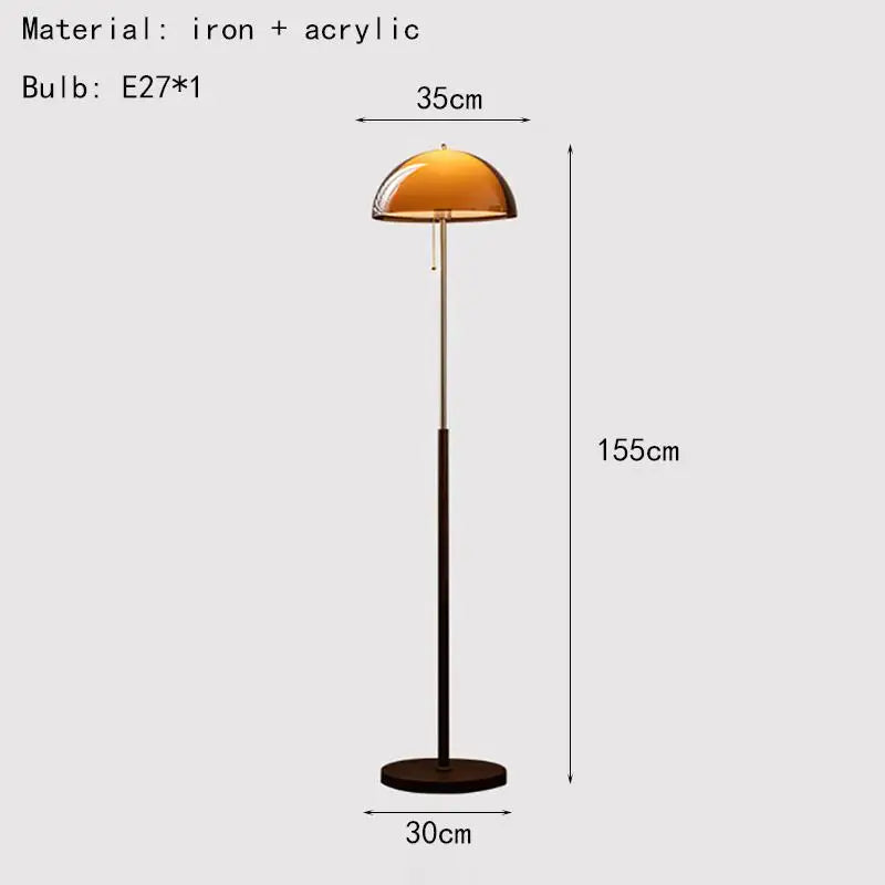 Vintage Amber Dome Floor Lamp