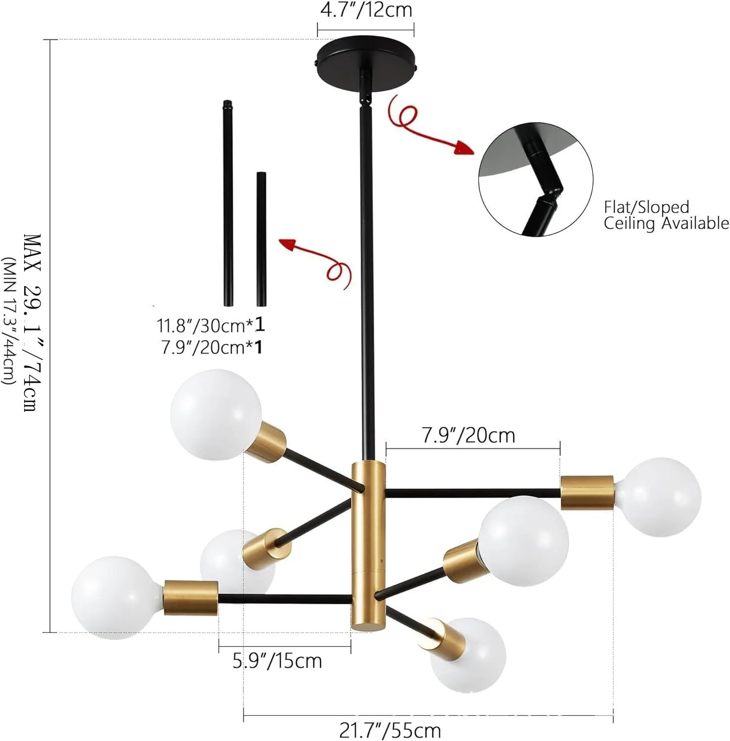Modern Gold & Black Chandelier