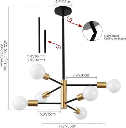 Modern Gold & Black Chandelier