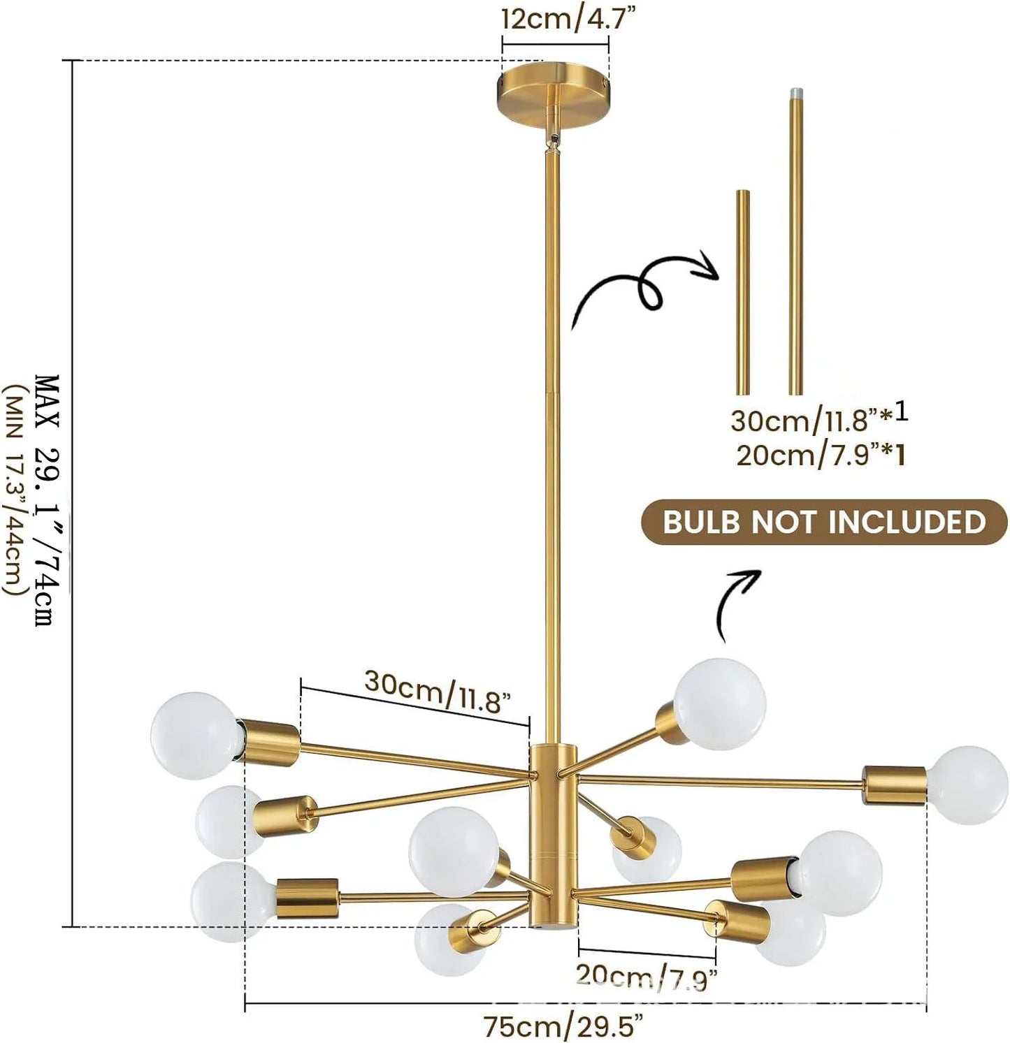 Modern Gold & Black Chandelier