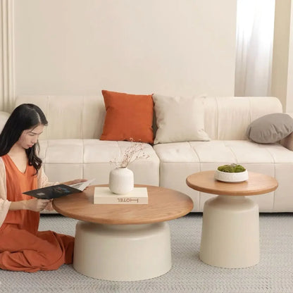 Cream Round Coffee Table Set