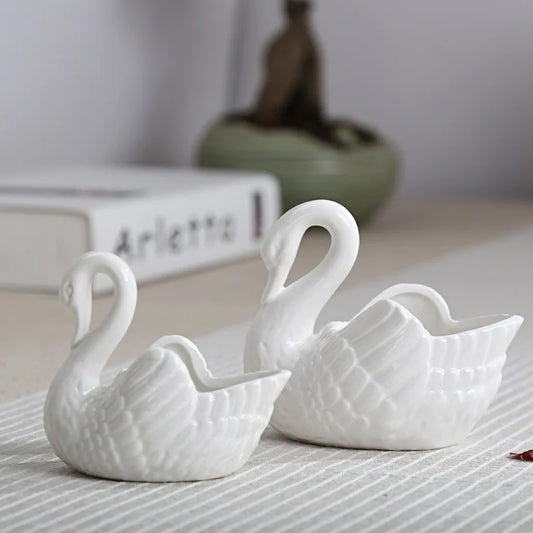 Ceramic Swan Decor Holder