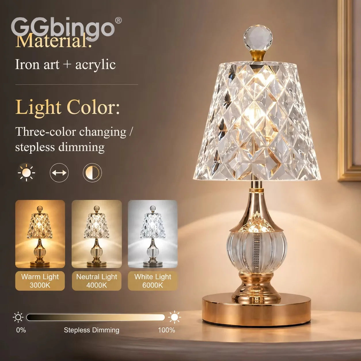 Luxury Crystal LED Table Lamp