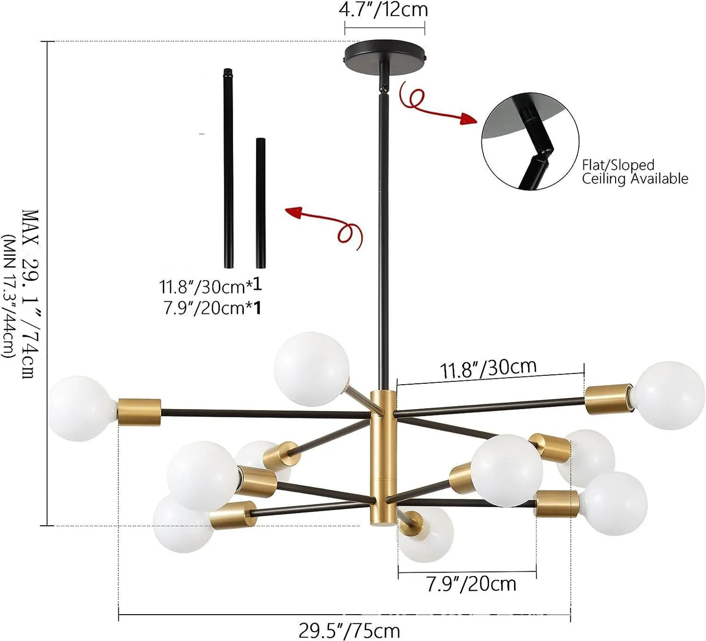 Modern Gold & Black Chandelier