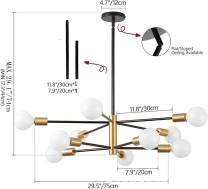 Modern Gold & Black Chandelier
