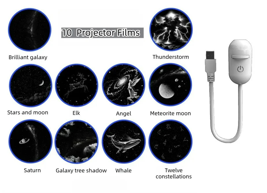 2-in-1 Mini Galaxy Star Projector Night Light