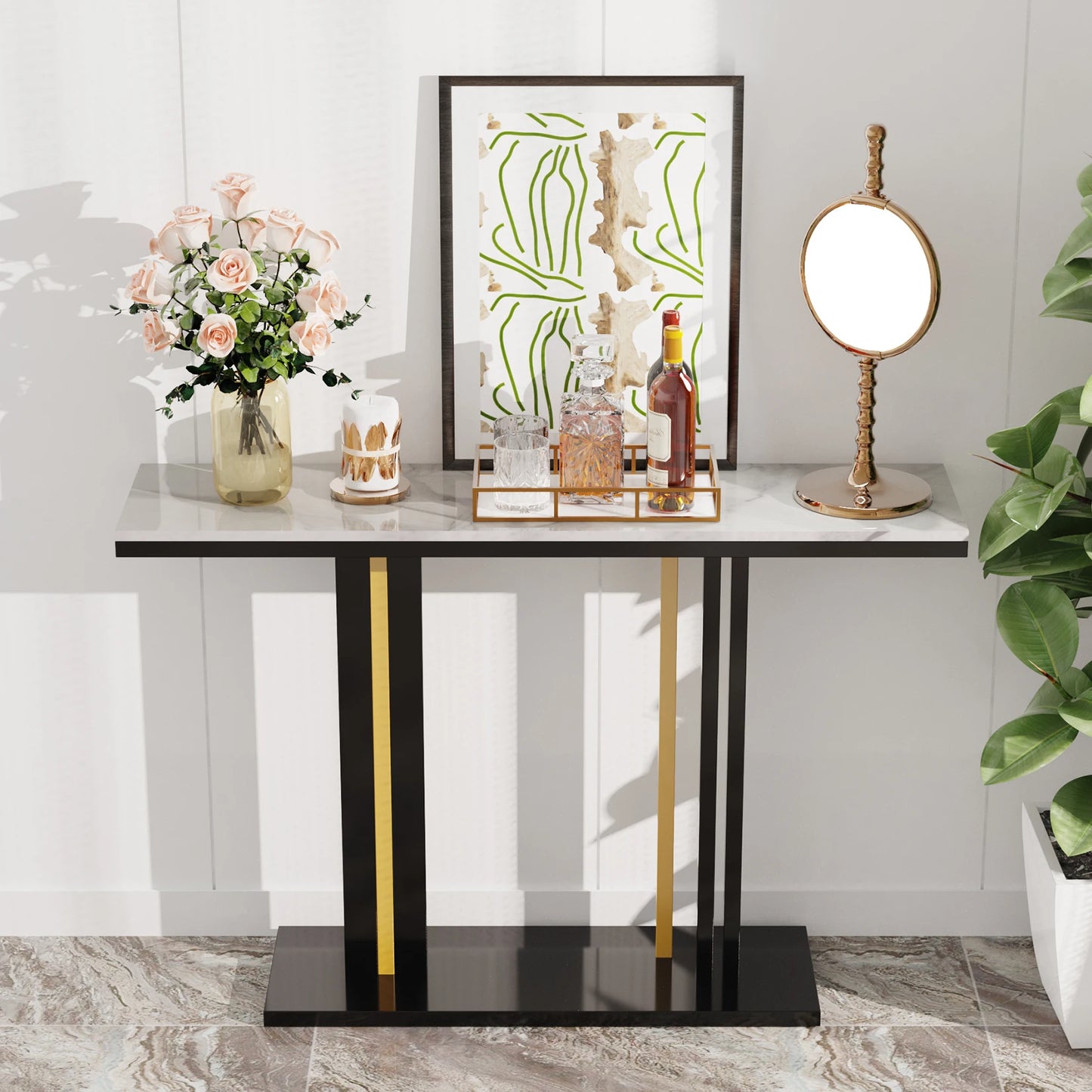 Black & Gold Marble Console Table