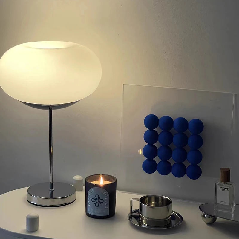 Modern White Glass Table Lamp