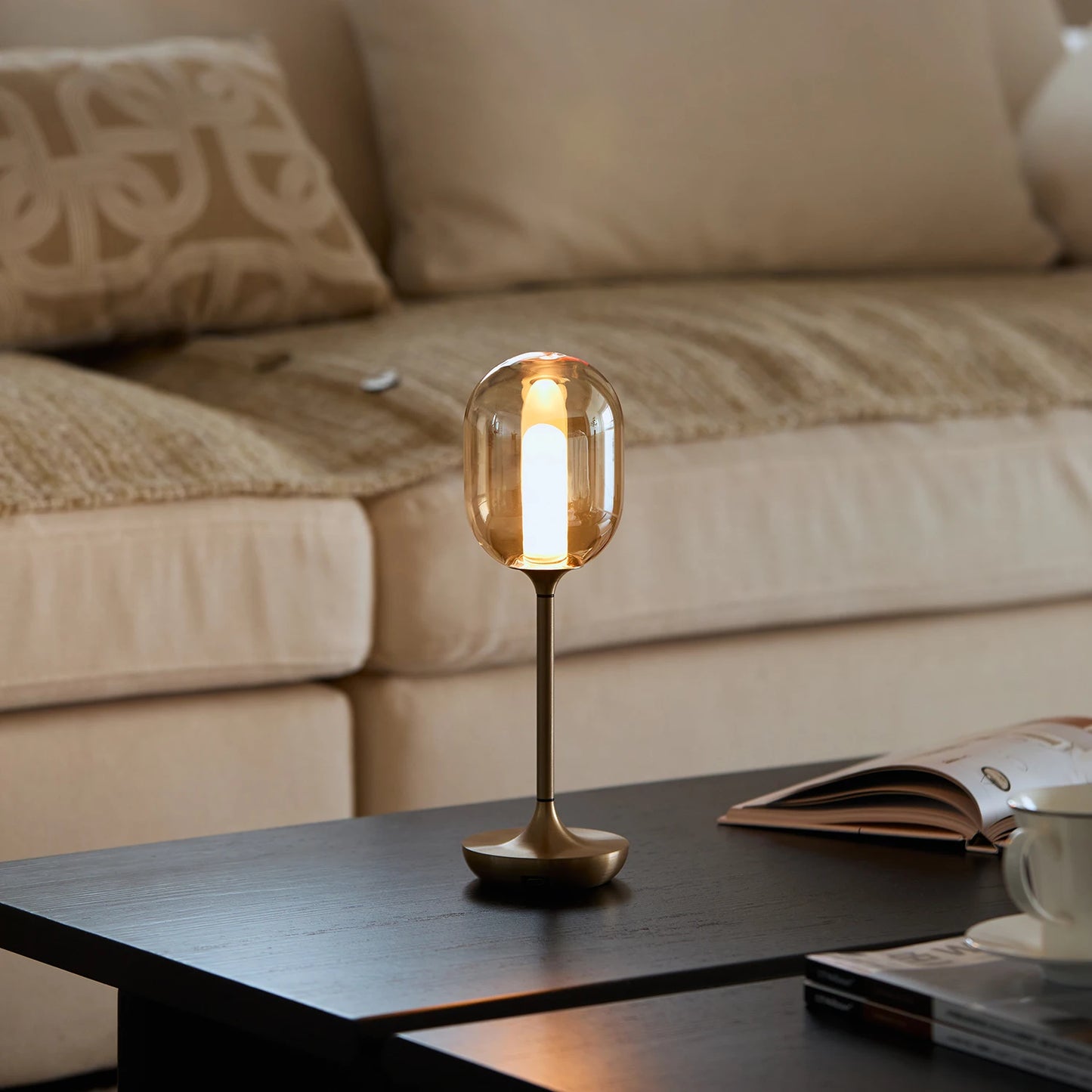 Wireless Glass Table Lamp