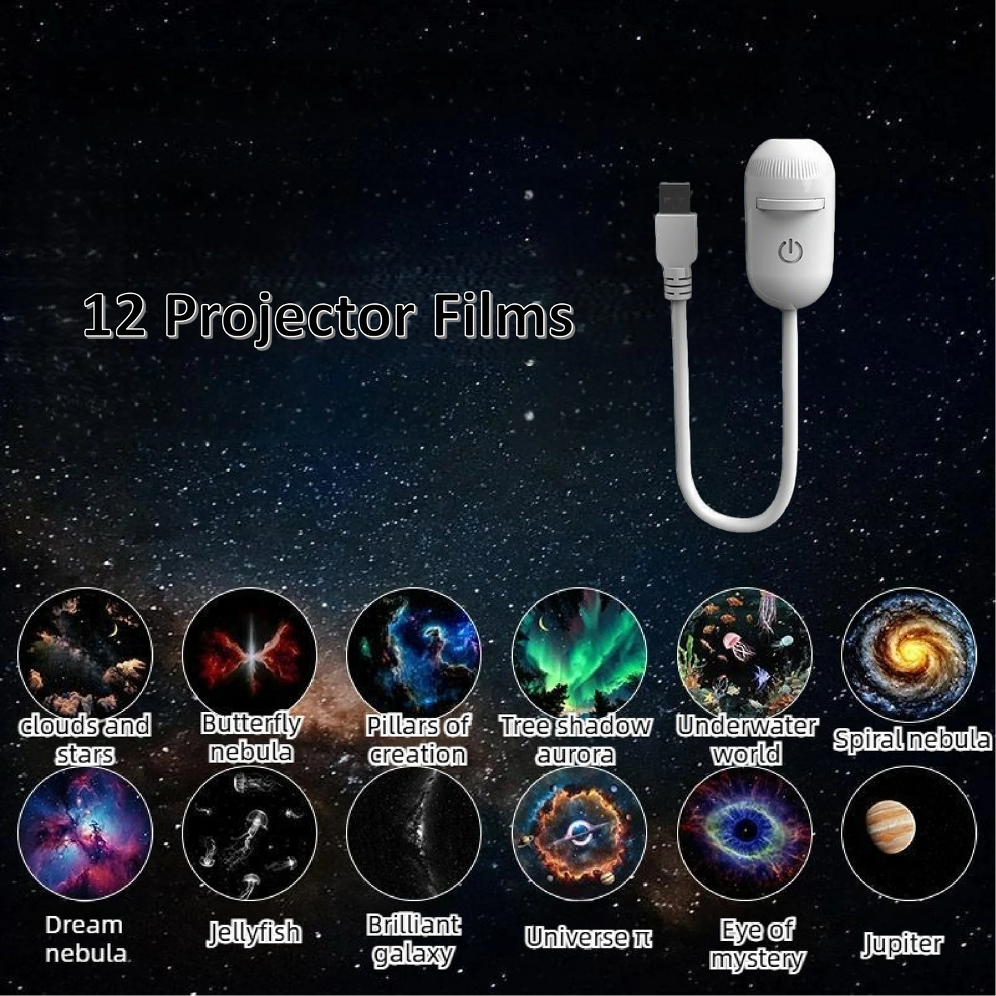 2-in-1 Mini Galaxy Star Projector Night Light