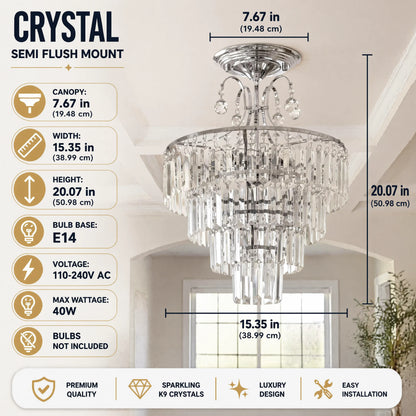 Modern Silver Crystal Chandelier