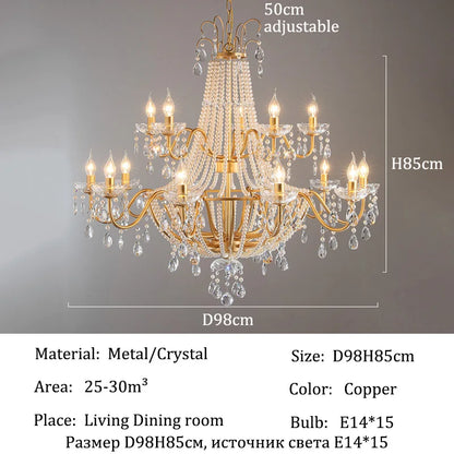 French Luxury Crystal Pendant Light
