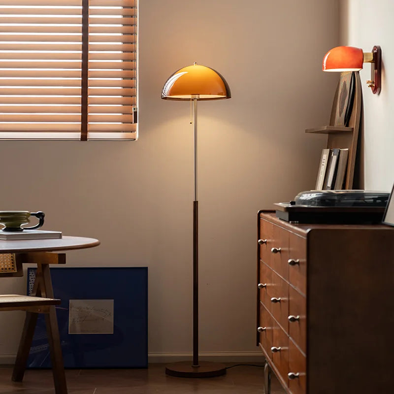 Vintage Amber Dome Floor Lamp