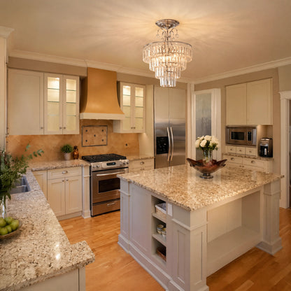 Modern Silver Crystal Chandelier