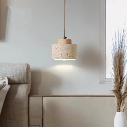 Modern Travertine Stone Pendant Light