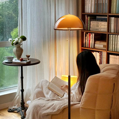 Vintage Amber Dome Floor Lamp