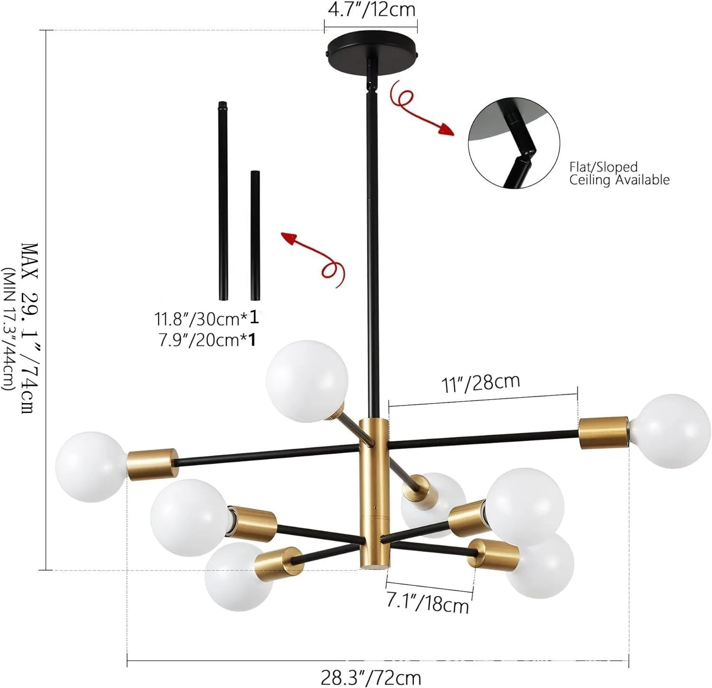 Modern Gold & Black Chandelier