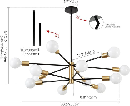Modern Gold & Black Chandelier