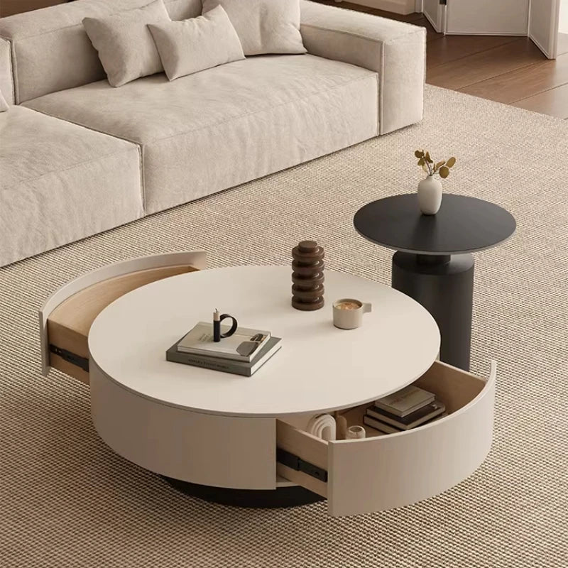 Modern Round Storage Coffee Table Set