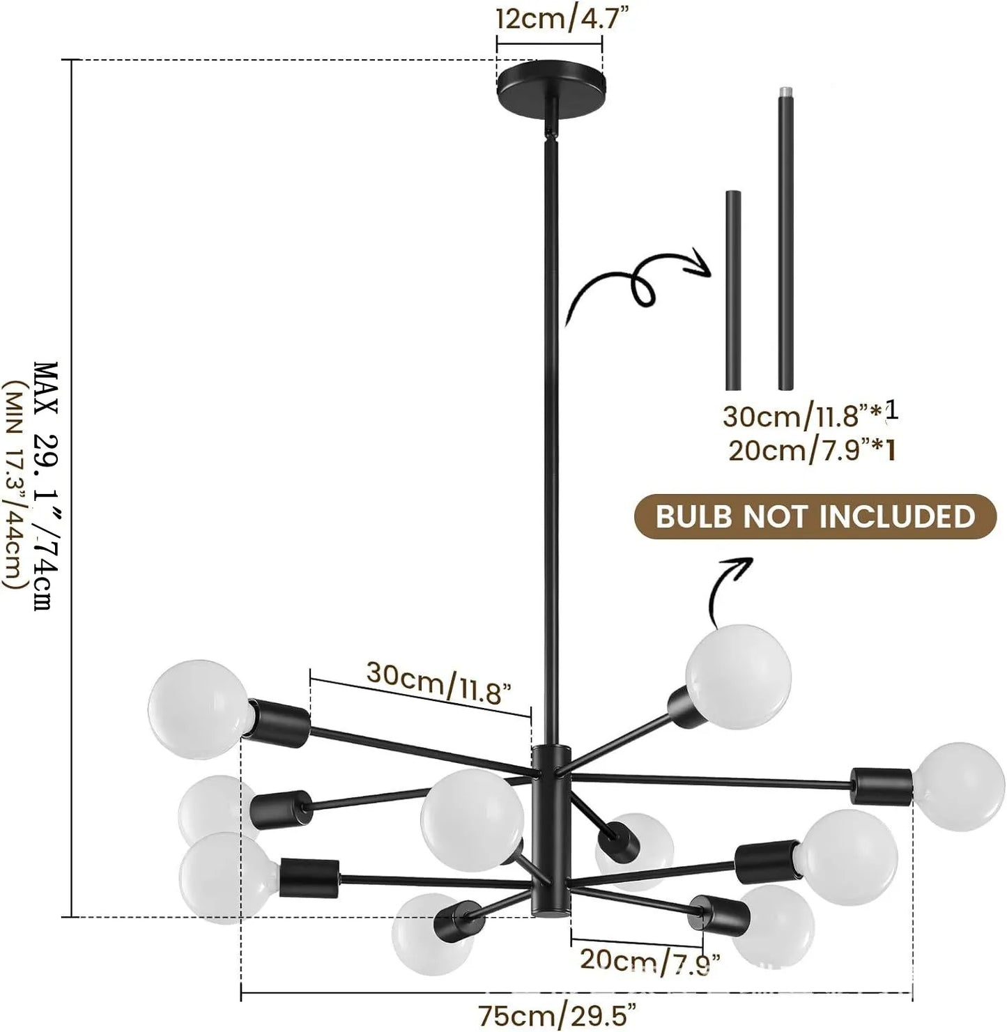 Modern Gold & Black Chandelier