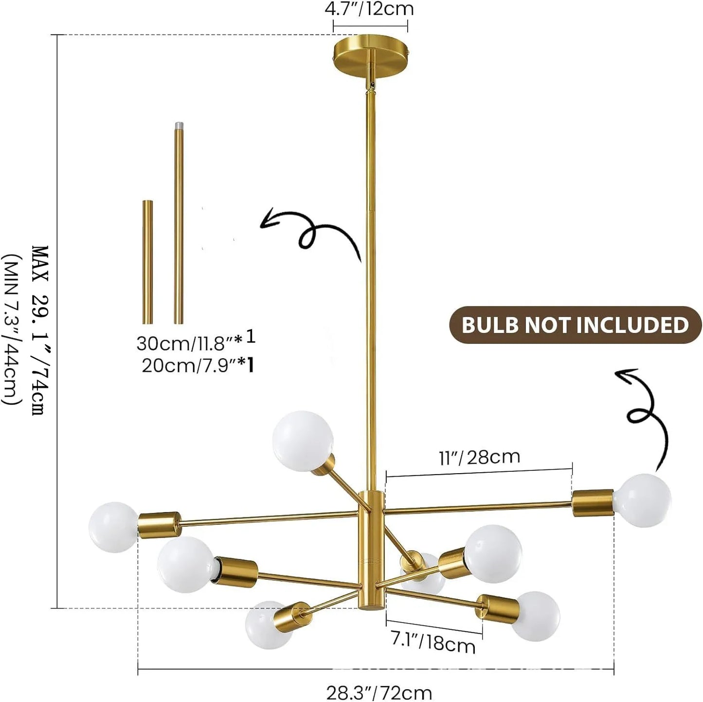 Modern Gold & Black Chandelier