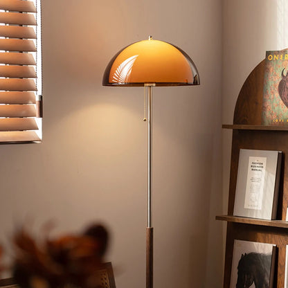 Vintage Amber Dome Floor Lamp