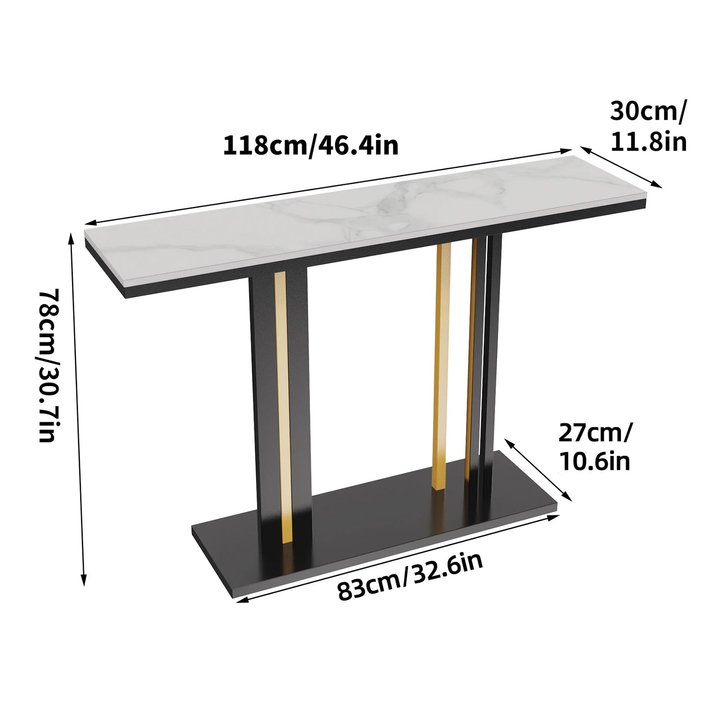Black & Gold Marble Console Table