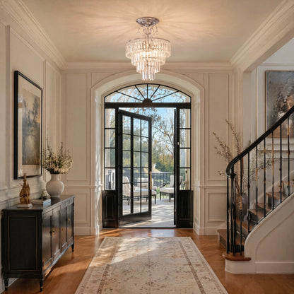 Modern Silver Crystal Chandelier