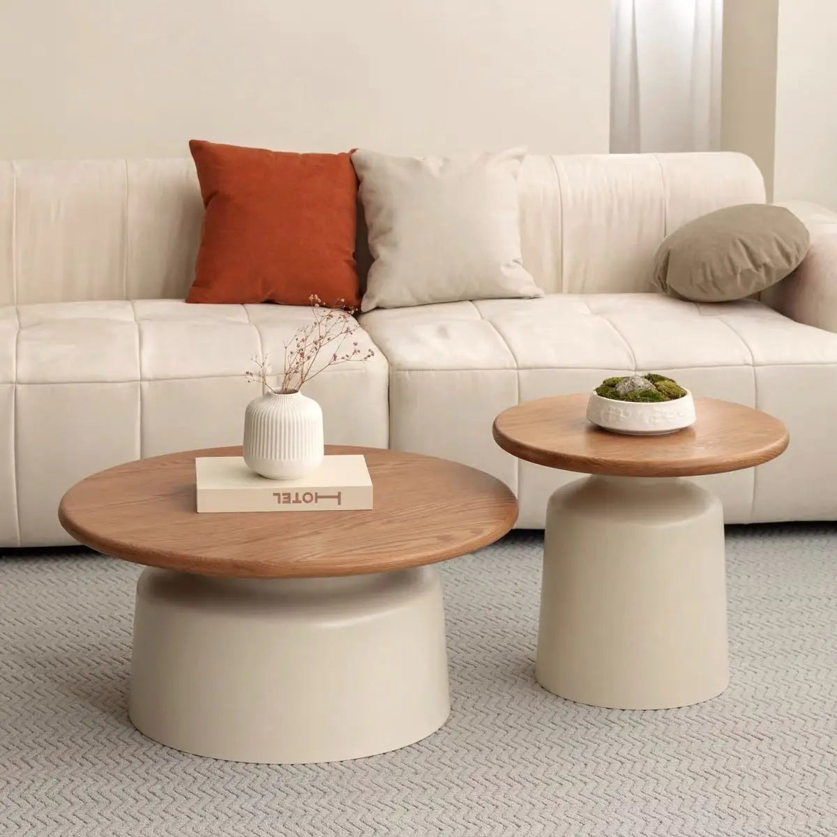 Cream Round Coffee Table Set